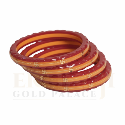 Red Yellow Swastik Pola Bangles for Women