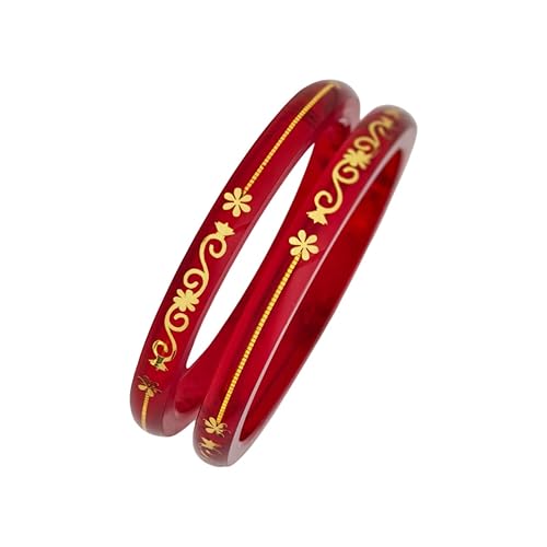 Red Plastic Gold Pola Bangles for Women