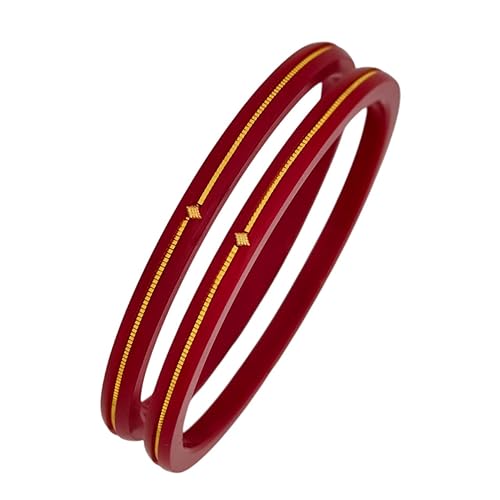 Elegant Red & Gold Border Bangles for Women