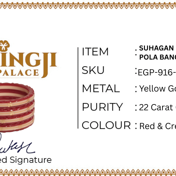 Suhagan Red & Cream Pola Bangle Set for Women (Bridal & Traditional Wear)