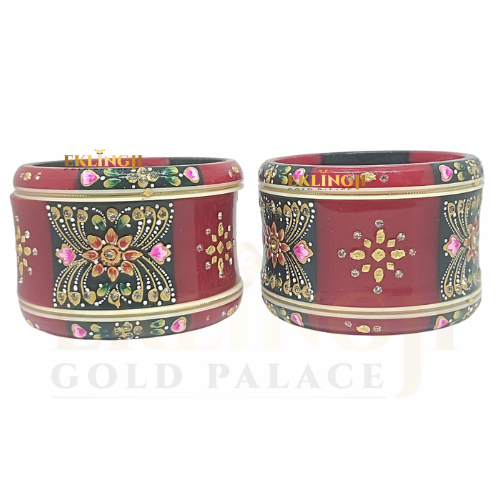 Rajputi Red & Green Gold Plastic Chuda for Women
