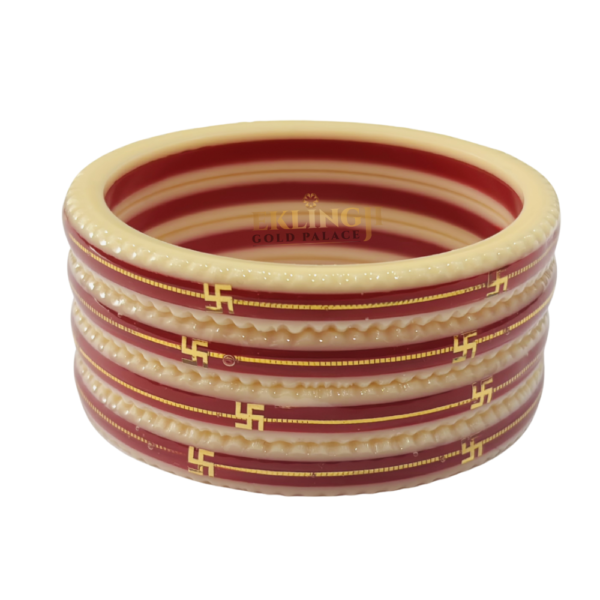 Red & Cream Pola Bangles for Women