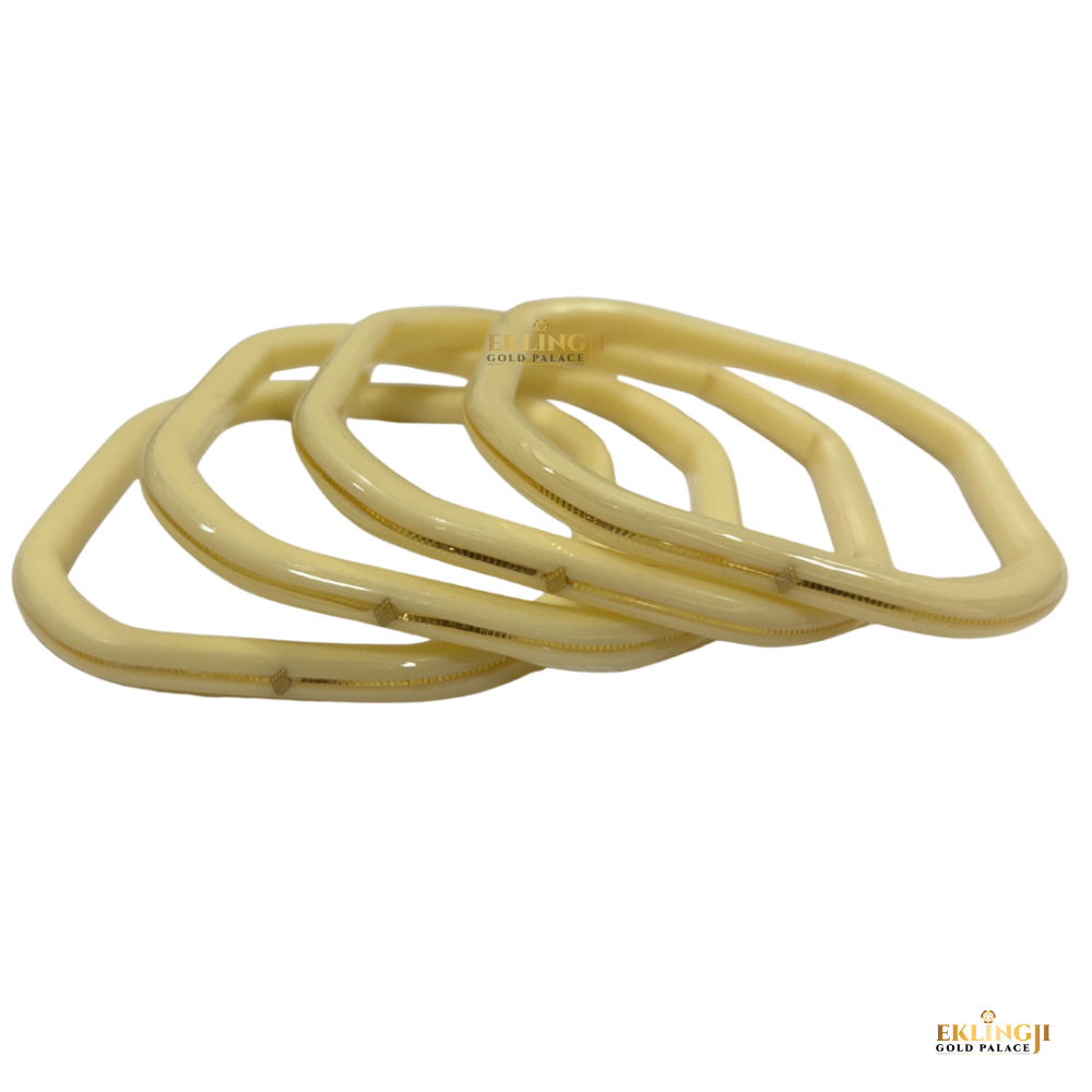 Cream Gold Finish Square Bangles for Women – Modern Elegance, Timeless Beauty (4 Pis) Image 3
