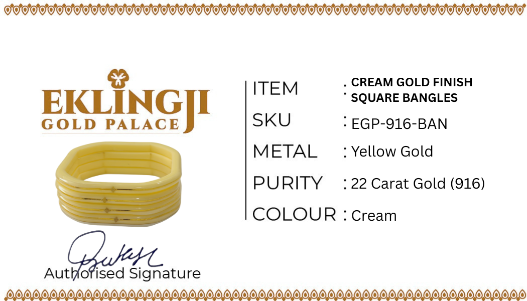 Cream Gold Finish Square Bangles for Women – Modern Elegance, Timeless Beauty (4 Pis) Image 4