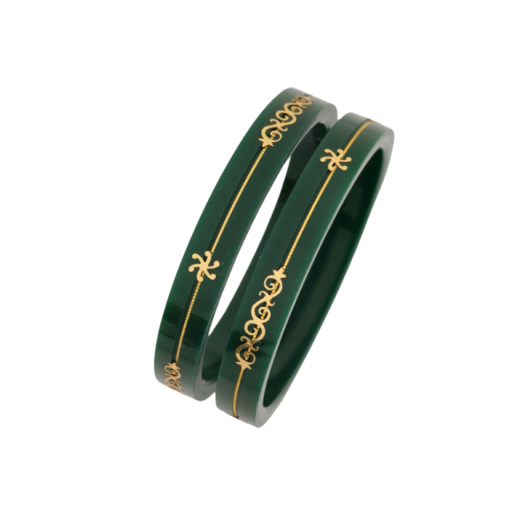 Mehndi Green Gold Pola Bangles (2 Pis)