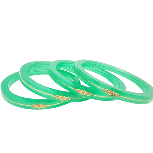 Mint Green Pola Gold Bangles With Swastik Design  (4 Pis)