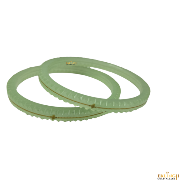 Green Transfer Colour Kangree Pola Bangles with 916 Gold (2 Pis)