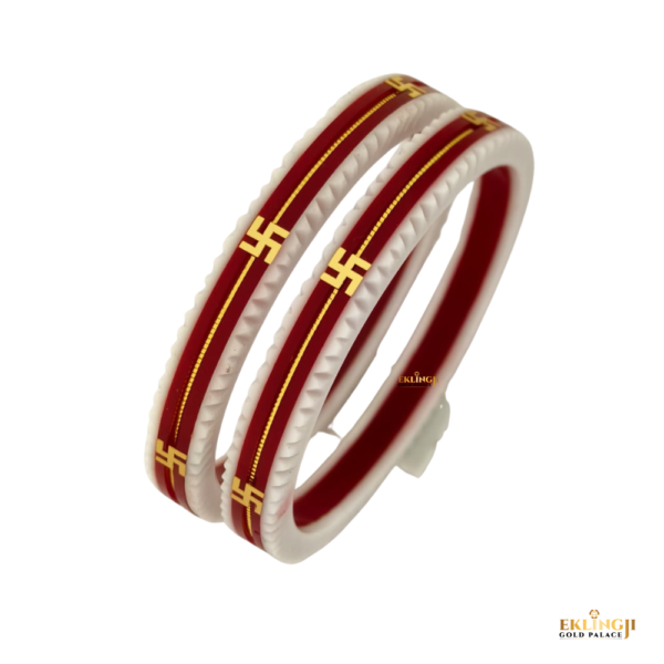 White & Red Kolkata 916 Gold Pola Bangles for Women