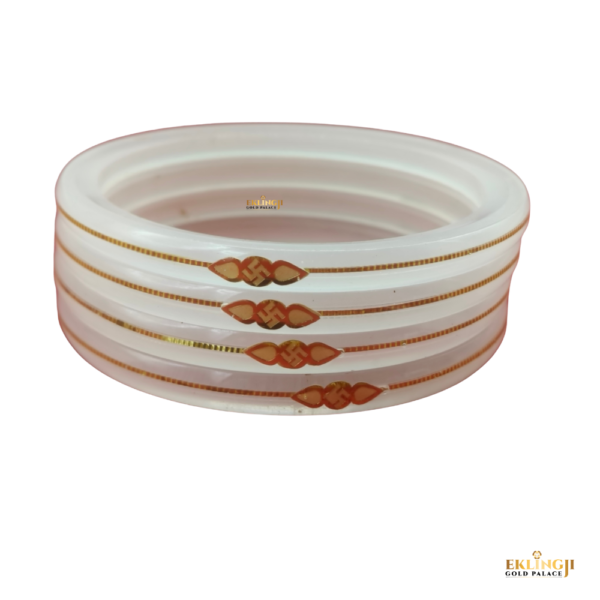 Premium 916 Gold White Pola Bangles with Laser Design