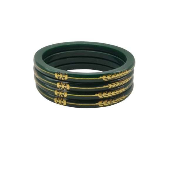Mehndi Green Gold Pola Bangles (4 Pis)