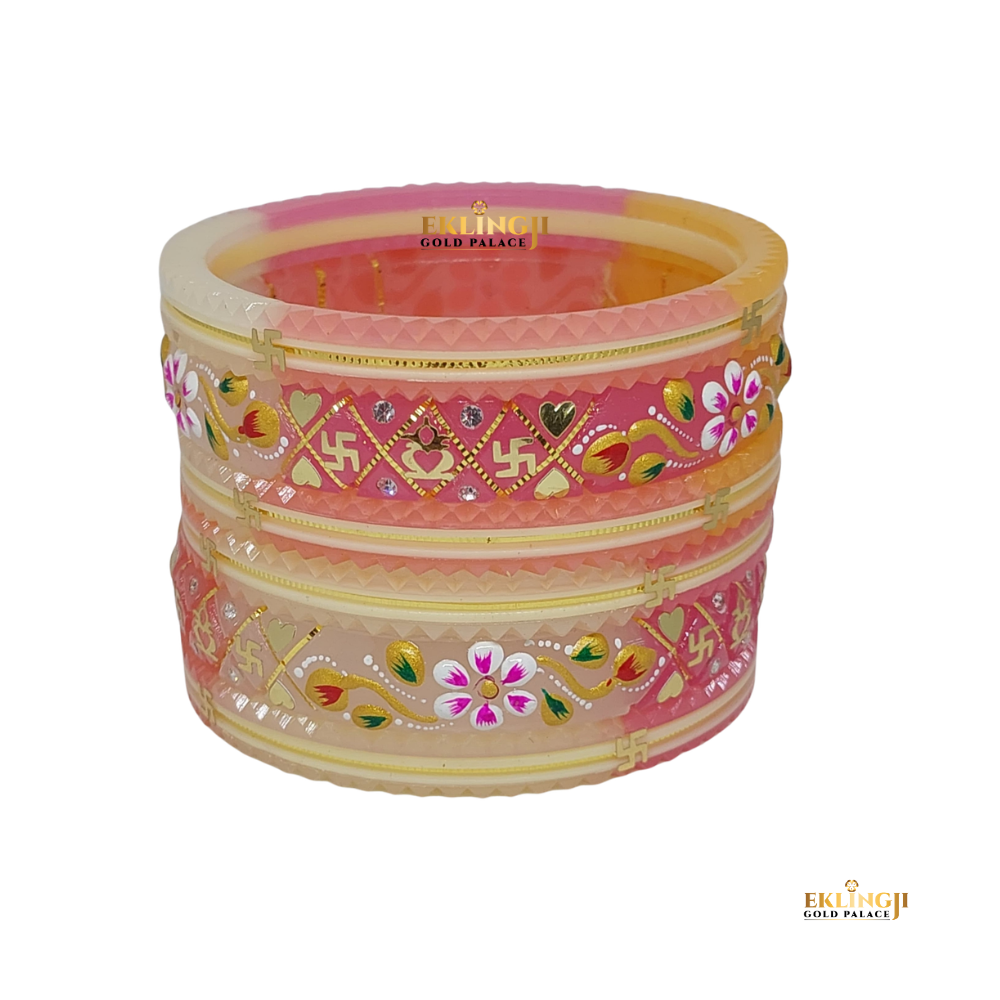 Royal Maroon Yellow Plastic Gold Chuda Set Image 3